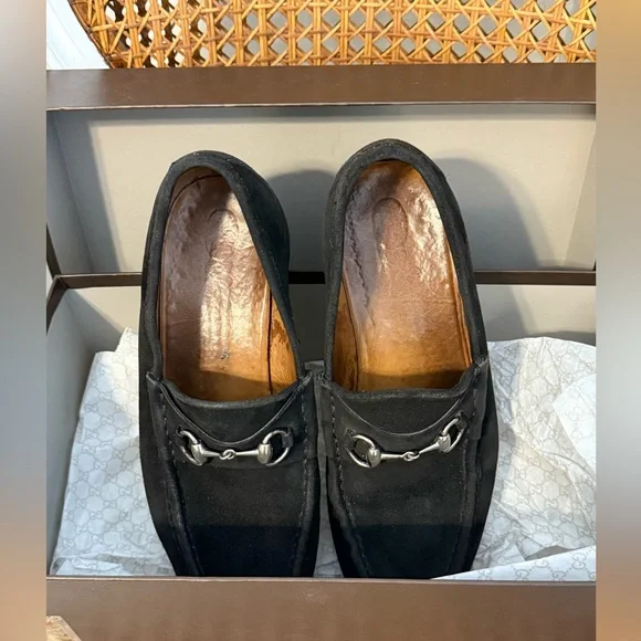 Gucci Mens Black Suede Silver Bit Lug Sole 8.5 D Loafer With Gucci Box - Picture 15 of 15